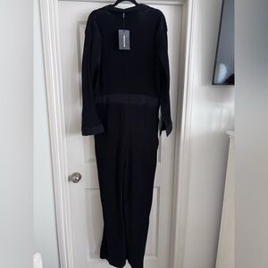 PrettyLittleThing Ribbed Black Jumpsuit